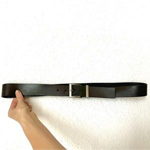 Hugo Boss dark brown square buckle mens designer leather belt